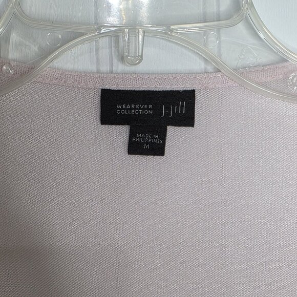 J Jill Cardigan Women M Light Pink Open Front Lightweight Sweater Office Casual - Picture 4 of 12
